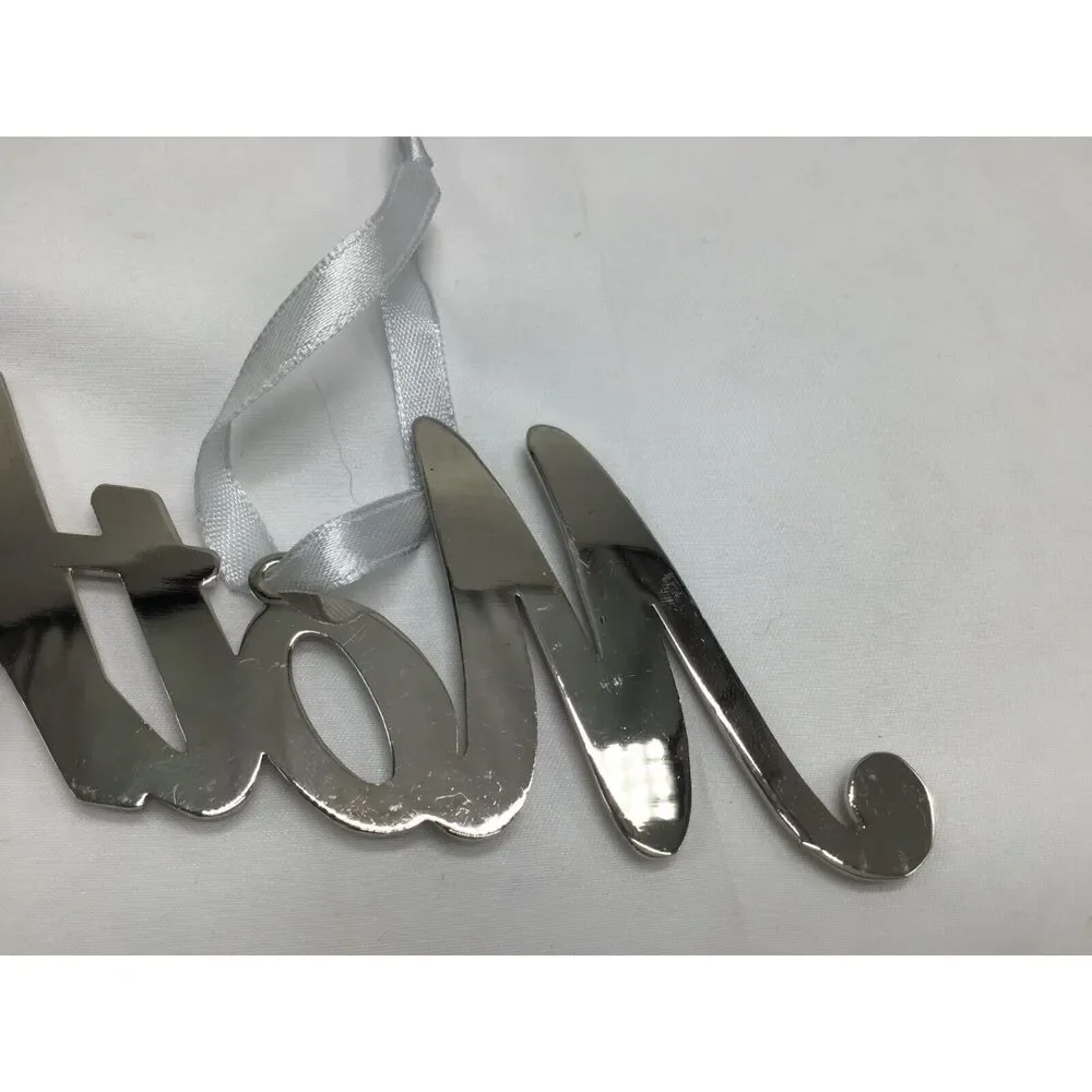 Mother Ornament Silver Tone Rhinestones 6 Inches Ribbon Hanger Holiday Gift Idea